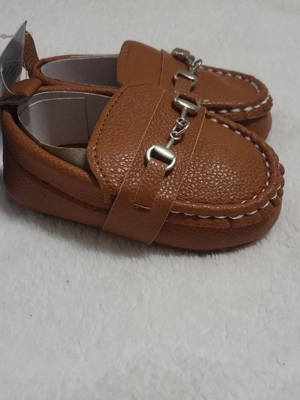 Toddler Brown Slip-On Dress Loafers with Metal Bit